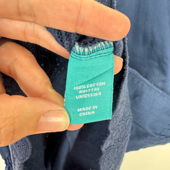 Calypso St. Barth x Target Navy Blue Cinch Waist 3/4 Sleeve Tunic Coverup Top - Picture 8 of 9